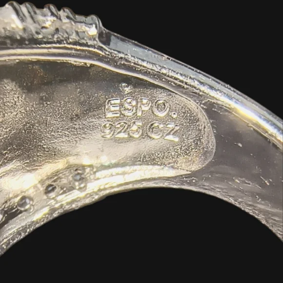 Joseph Esposito Chunky Two-tone Hammered CZ and Sterling Silver Ring - Picture 10 of 12